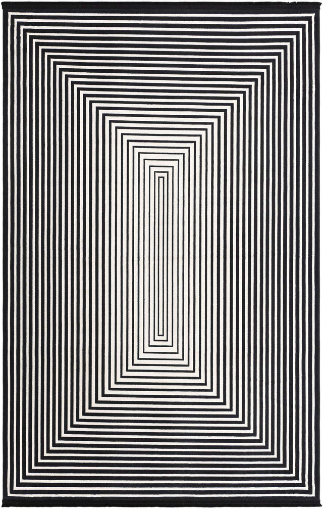 Black and White 6' 1 x 9' Milano Rectangle Area Rug 100% Polyester with Cotton Backing Modern Contemporary Carpet for Home Decor Interior Design for Sale at Rug Engine