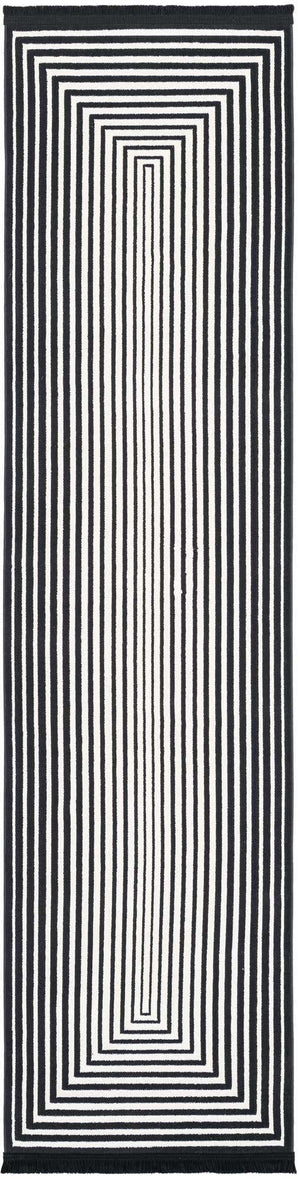 Black and White 2' x 8' Milano Runner Area Rug 100% Polyester with Cotton Backing Modern Contemporary Carpet for Home Decor Interior Design for Sale at Rug Engine