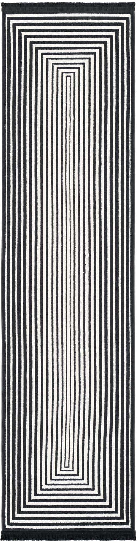 Black and White 2' x 8' Milano Runner Area Rug 100% Polyester with Cotton Backing Modern Contemporary Carpet for Home Decor Interior Design for Sale at Rug Engine