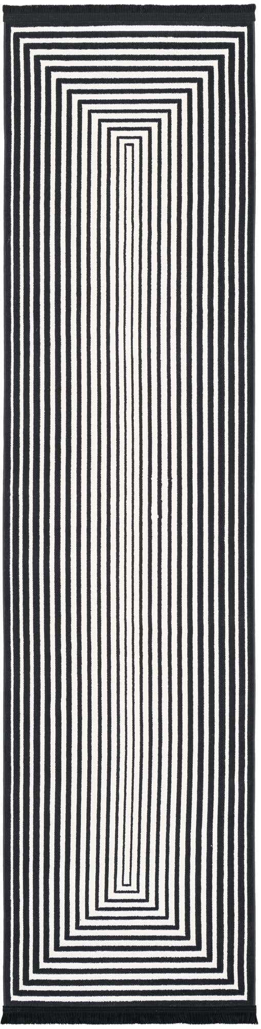 Black and White 2' x 8' Milano Runner Area Rug 100% Polyester with Cotton Backing Modern Contemporary Carpet for Home Decor Interior Design for Sale at Rug Engine