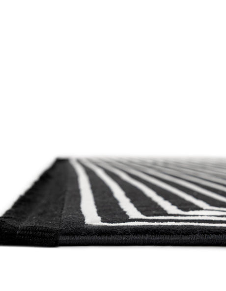 Black and White 10' x 10' Milano Square Area Rug 100% Polyester with Cotton Backing Modern Contemporary Carpet for Home Decor Interior Design for Sale at Rug Engine