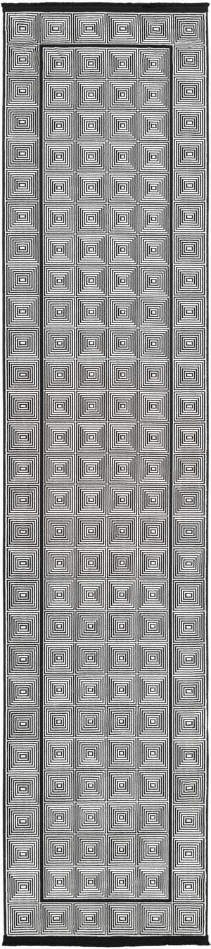 Black and White 2' 7 x 12' Milano Runner Area Rug 100% Polyester with Cotton Backing Modern Contemporary Carpet for Home Decor Interior Design for Sale at Rug Engine
