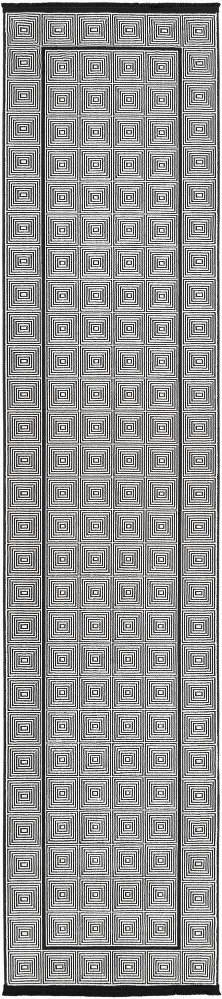 Black and White 2' 7 x 12' Milano Runner Area Rug 100% Polyester with Cotton Backing Modern Contemporary Carpet for Home Decor Interior Design for Sale at Rug Engine