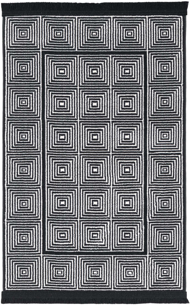 Black and White 2' x 3' 1 Milano Rectangle Area Rug 100% Polyester with Cotton Backing Modern Contemporary Carpet for Home Decor Interior Design for Sale at Rug Engine
