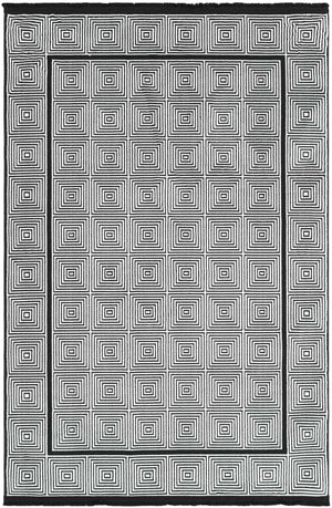 Black and White 4' 1 x 6' 1 Milano Rectangle Area Rug 100% Polyester with Cotton Backing Modern Contemporary Carpet for Home Decor Interior Design for Sale at Rug Engine