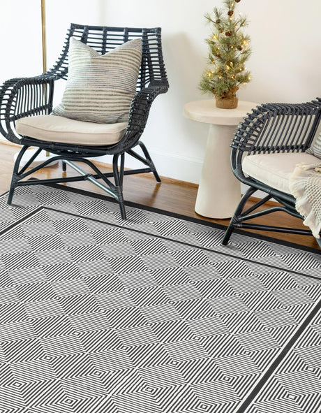 Black and White 2' x 3' 1 Milano Rectangle Area Rug 100% Polyester with Cotton Backing Modern Contemporary Carpet for Home Decor Interior Design for Sale at Rug Engine