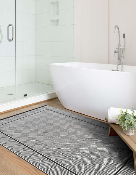 Black and White 9' x 12' Milano Rectangle Area Rug 100% Polyester with Cotton Backing Modern Contemporary Carpet for Home Decor Interior Design for Sale at Rug Engine