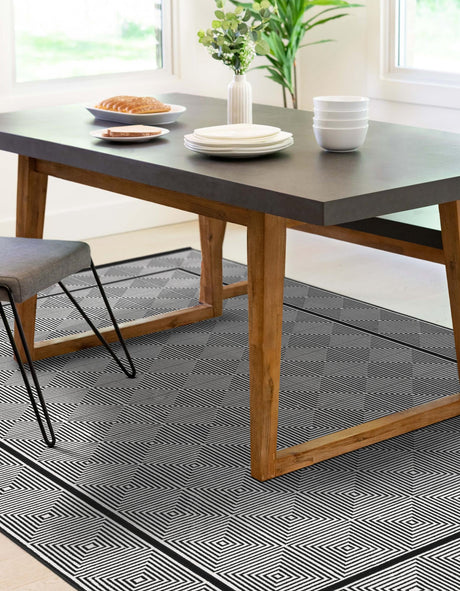 Black and White 2' x 3' 1 Milano Rectangle Area Rug 100% Polyester with Cotton Backing Modern Contemporary Carpet for Home Decor Interior Design for Sale at Rug Engine