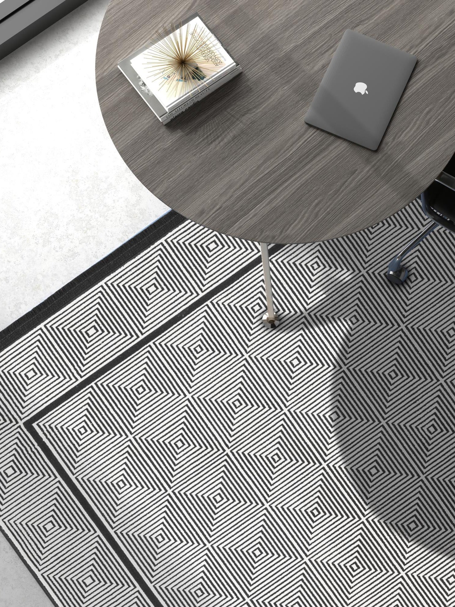 Black and White 4' 1 x 6' 1 Milano Rectangle Area Rug 100% Polyester with Cotton Backing Modern Contemporary Carpet for Home Decor Interior Design for Sale at Rug Engine