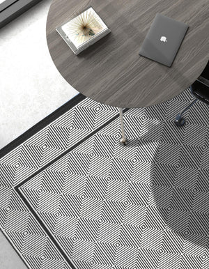 Black and White 10' x 14' 1 Milano Rectangle Area Rug 100% Polyester with Cotton Backing Modern Contemporary Carpet for Home Decor Interior Design for Sale at Rug Engine