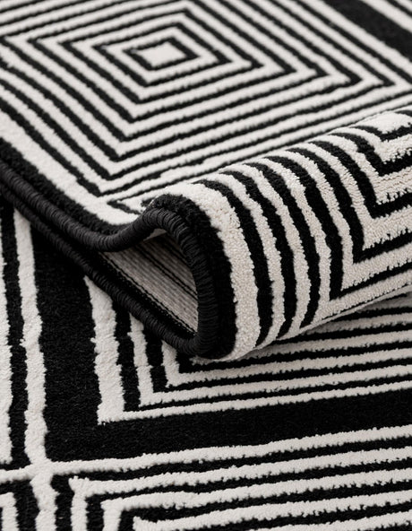 Black and White 2' x 3' 1 Milano Rectangle Area Rug 100% Polyester with Cotton Backing Modern Contemporary Carpet for Home Decor Interior Design for Sale at Rug Engine