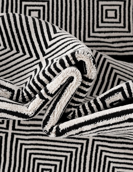 Black and White 2' x 3' 1 Milano Rectangle Area Rug 100% Polyester with Cotton Backing Modern Contemporary Carpet for Home Decor Interior Design for Sale at Rug Engine