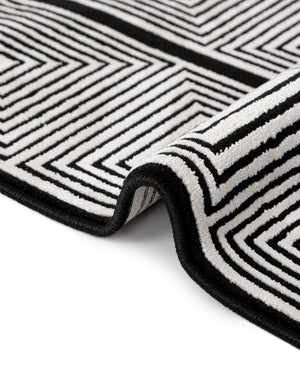 Black and White 2' x 3' 1 Milano Rectangle Area Rug 100% Polyester with Cotton Backing Modern Contemporary Carpet for Home Decor Interior Design for Sale at Rug Engine