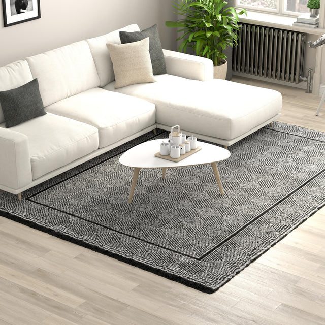 Black and White 2' x 3' 1 Milano Rectangle Area Rug 100% Polyester with Cotton Backing Modern Contemporary Carpet for Home Decor Interior Design for Sale at Rug Engine