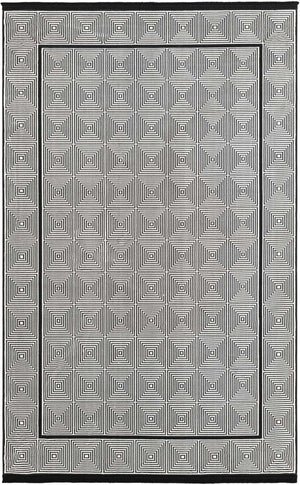 Black and White 5' 3 x 8' Milano Rectangle Area Rug 100% Polyester with Cotton Backing Modern Contemporary Carpet for Home Decor Interior Design for Sale at Rug Engine