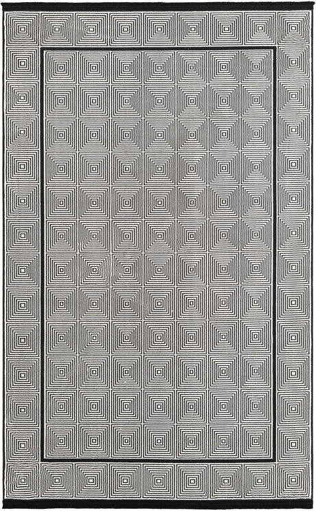 Black and White 5' 3 x 8' Milano Rectangle Area Rug 100% Polyester with Cotton Backing Modern Contemporary Carpet for Home Decor Interior Design for Sale at Rug Engine