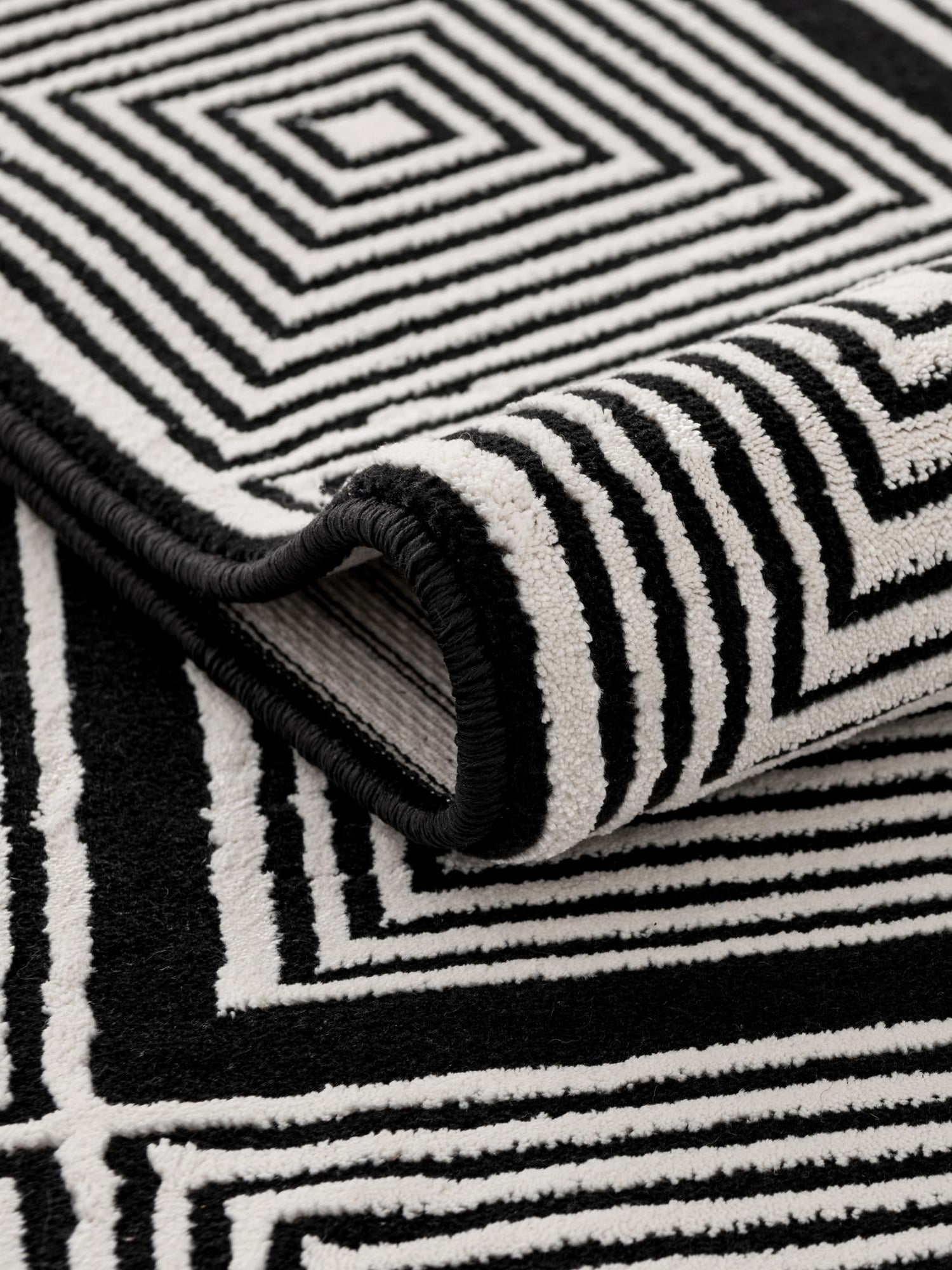 Black and White 2' 7 x 12' Milano Runner Area Rug 100% Polyester with Cotton Backing Modern Contemporary Carpet for Home Decor Interior Design for Sale at Rug Engine