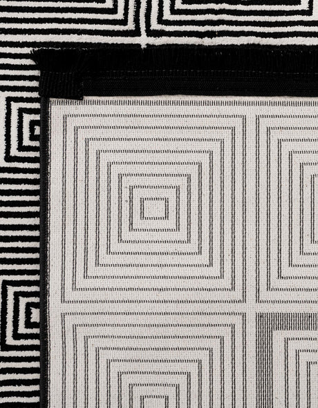 Black and White 2' x 6' 1 Milano Runner Area Rug 100% Polyester with Cotton Backing Modern Contemporary Carpet for Home Decor Interior Design for Sale at Rug Engine