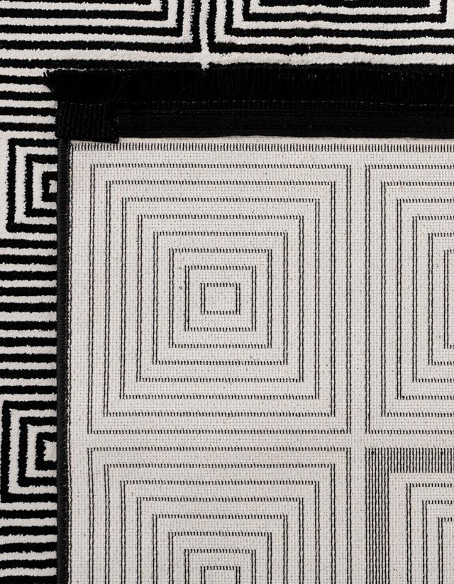 Black and White 2' x 8' Milano Runner Area Rug 100% Polyester with Cotton Backing Modern Contemporary Carpet for Home Decor Interior Design for Sale at Rug Engine