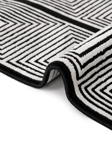 Black and White 2' x 6' 1 Milano Runner Area Rug 100% Polyester with Cotton Backing Modern Contemporary Carpet for Home Decor Interior Design for Sale at Rug Engine