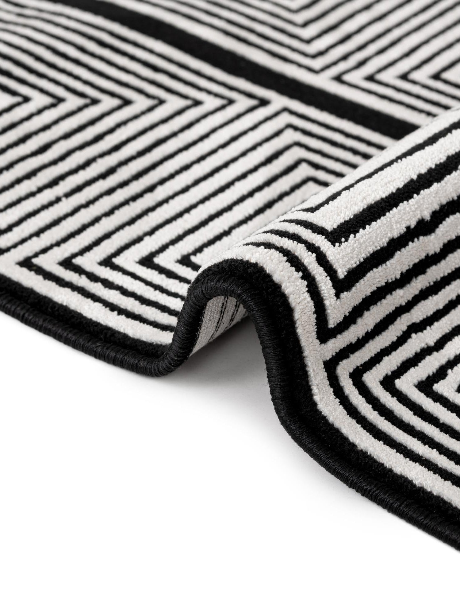 Black and White 2' 7 x 12' Milano Runner Area Rug 100% Polyester with Cotton Backing Modern Contemporary Carpet for Home Decor Interior Design for Sale at Rug Engine