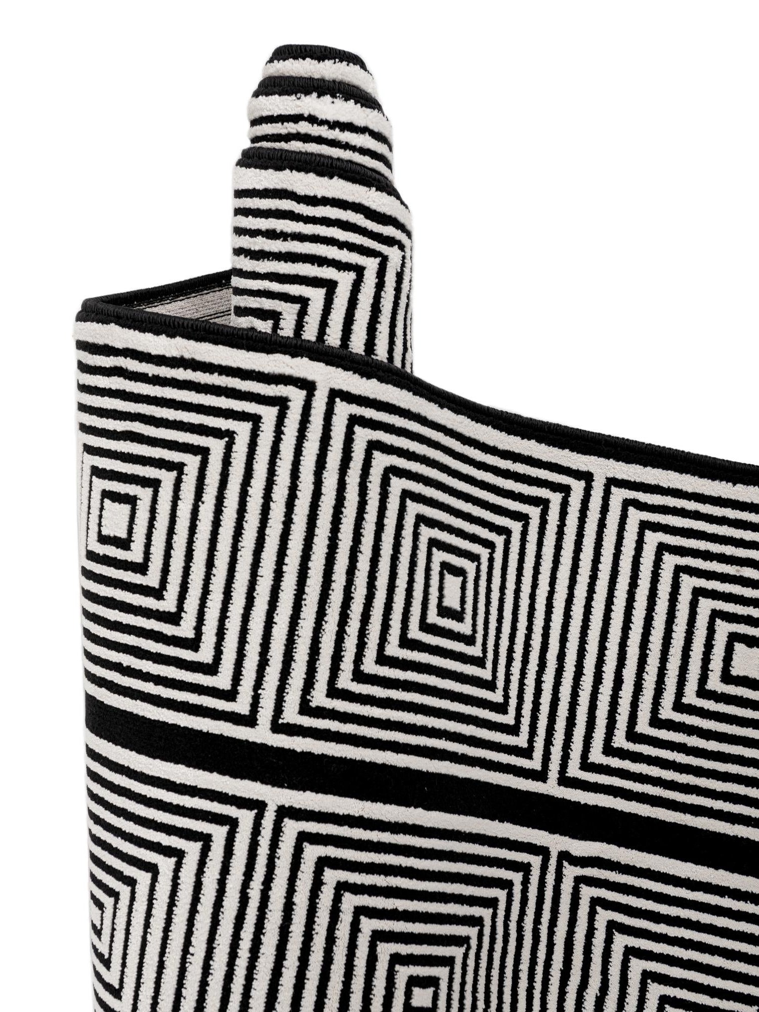 Black and White 2' 7 x 12' Milano Runner Area Rug 100% Polyester with Cotton Backing Modern Contemporary Carpet for Home Decor Interior Design for Sale at Rug Engine