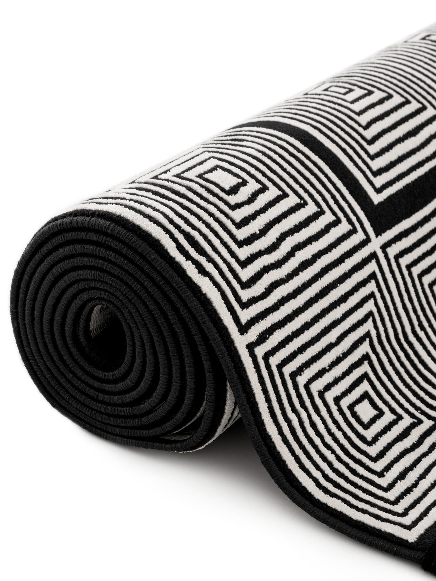 Black and White 2' 7 x 12' Milano Runner Area Rug 100% Polyester with Cotton Backing Modern Contemporary Carpet for Home Decor Interior Design for Sale at Rug Engine