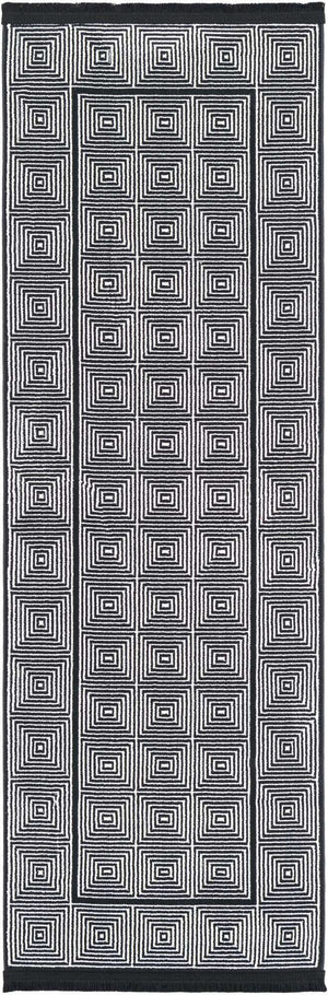 Black and White 2' x 6' 1 Milano Runner Area Rug 100% Polyester with Cotton Backing Modern Contemporary Carpet for Home Decor Interior Design for Sale at Rug Engine