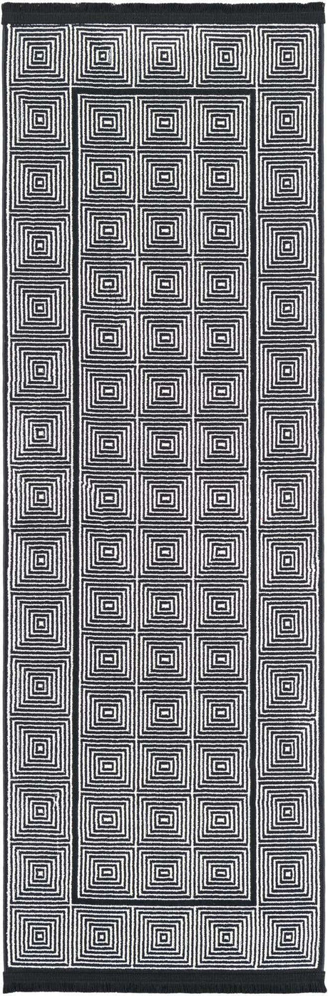 Black and White 2' x 6' 1 Milano Runner Area Rug 100% Polyester with Cotton Backing Modern Contemporary Carpet for Home Decor Interior Design for Sale at Rug Engine