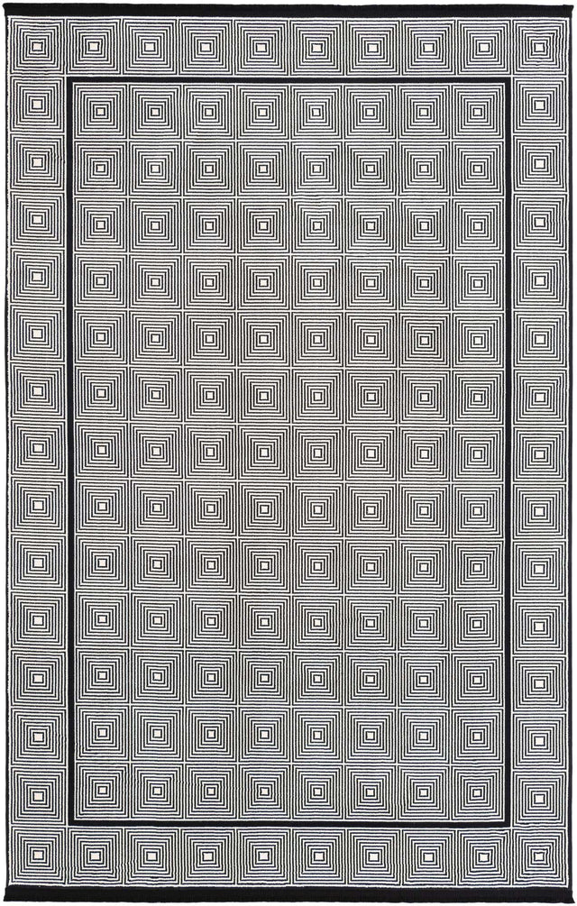 Black and White 6' 1 x 9' Milano Rectangle Area Rug 100% Polyester with Cotton Backing Modern Contemporary Carpet for Home Decor Interior Design for Sale at Rug Engine