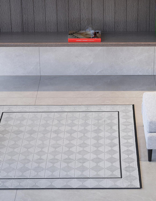 Black and White 10' x 10' Milano Square Area Rug 100% Polyester with Cotton Backing Modern Contemporary Carpet for Home Decor Interior Design for Sale at Rug Engine