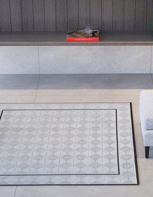 Black and White 7' 10 x 7' 10 Milano Square Area Rug 100% Polyester with Cotton Backing Modern Contemporary Carpet for Home Decor Interior Design for Sale at Rug Engine