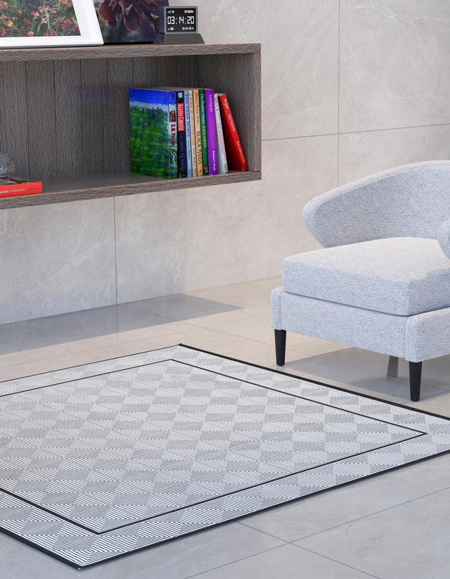 Black and White 7' 10 x 7' 10 Milano Square Area Rug 100% Polyester with Cotton Backing Modern Contemporary Carpet for Home Decor Interior Design for Sale at Rug Engine