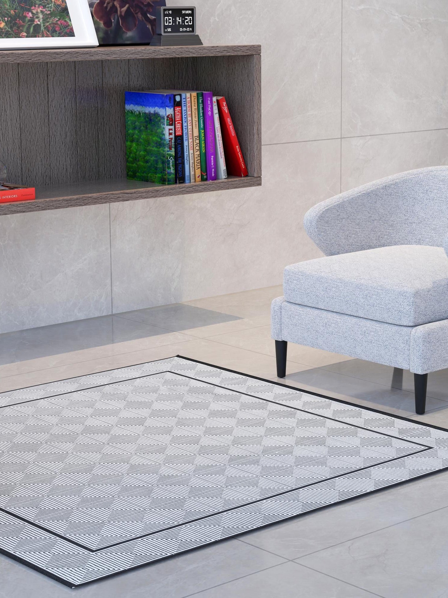 Black and White 10' x 10' Milano Square Area Rug 100% Polyester with Cotton Backing Modern Contemporary Carpet for Home Decor Interior Design for Sale at Rug Engine