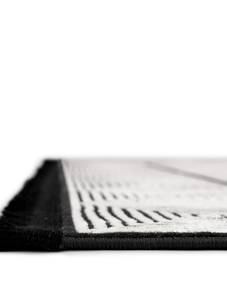 Black and White 7' 10 x 7' 10 Milano Square Area Rug 100% Polyester with Cotton Backing Modern Contemporary Carpet for Home Decor Interior Design for Sale at Rug Engine
