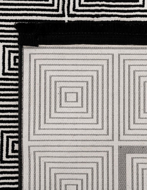 Black and White 10' x 10' Milano Square Area Rug 100% Polyester with Cotton Backing Modern Contemporary Carpet for Home Decor Interior Design for Sale at Rug Engine