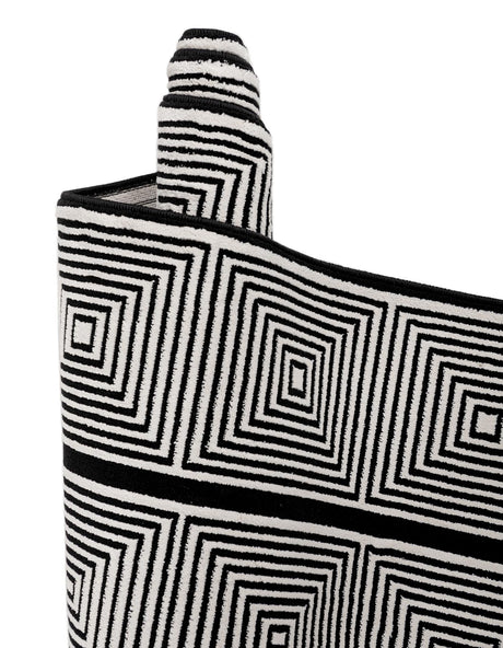 Black and White 10' x 10' Milano Square Area Rug 100% Polyester with Cotton Backing Modern Contemporary Carpet for Home Decor Interior Design for Sale at Rug Engine