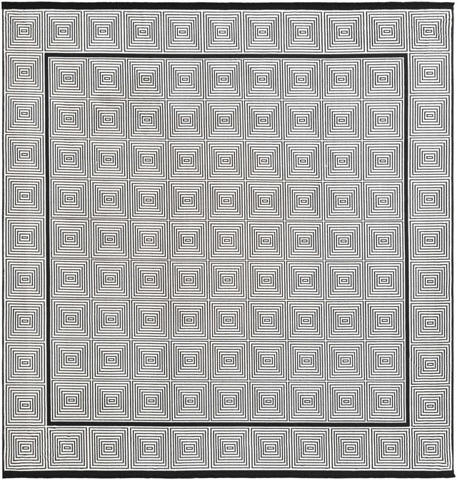 Black and White 7' 10 x 7' 10 Milano Square Area Rug 100% Polyester with Cotton Backing Modern Contemporary Carpet for Home Decor Interior Design for Sale at Rug Engine