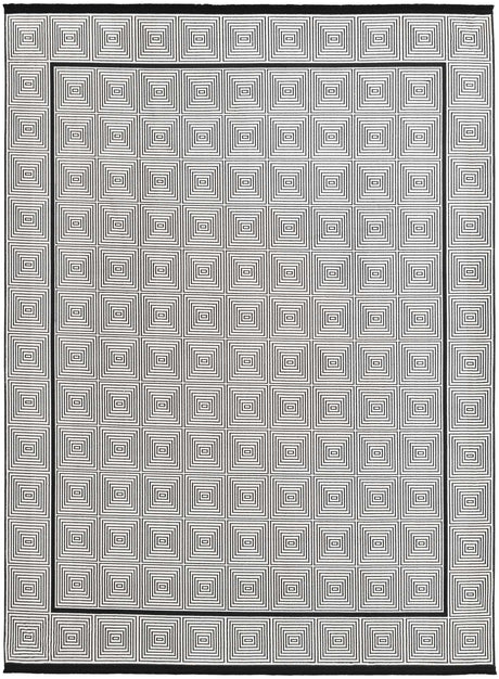 Black and White 7' 10 x 10' Milano Rectangle Area Rug 100% Polyester with Cotton Backing Modern Contemporary Carpet for Home Decor Interior Design for Sale at Rug Engine
