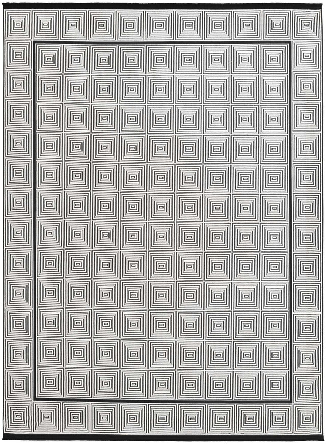 Black and White 7' 10 x 10' Milano Rectangle Area Rug 100% Polyester with Cotton Backing Modern Contemporary Carpet for Home Decor Interior Design for Sale at Rug Engine