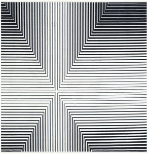 Black and White 10' x 10' Milano Square Area Rug 100% Polyester with Cotton Backing Modern Contemporary Carpet for Home Decor Interior Design for Sale at Rug Engine