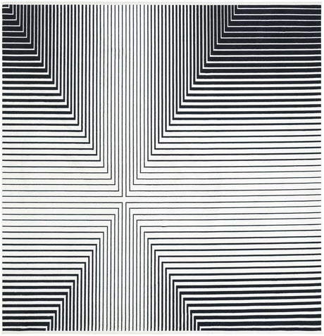 Black and White 10' x 10' Milano Square Area Rug 100% Polyester with Cotton Backing Modern Contemporary Carpet for Home Decor Interior Design for Sale at Rug Engine