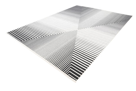 Black and White 9' x 12' Milano Rectangle Area Rug 100% Polyester with Cotton Backing Modern Contemporary Carpet for Home Decor Interior Design for Sale at Rug Engine