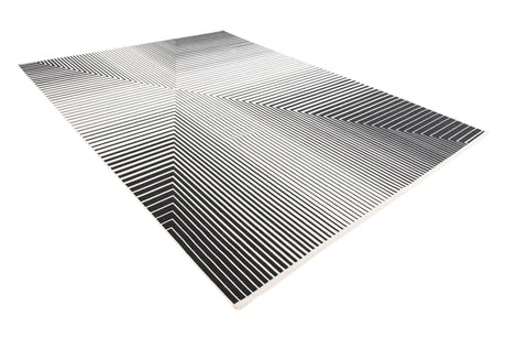 Black and White 9' x 12' Milano Rectangle Area Rug 100% Polyester with Cotton Backing Modern Contemporary Carpet for Home Decor Interior Design for Sale at Rug Engine