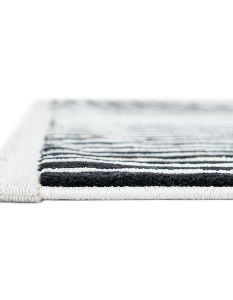 Black and White 2' x 8' Milano Runner Area Rug 100% Polyester with Cotton Backing Modern Contemporary Carpet for Home Decor Interior Design for Sale at Rug Engine