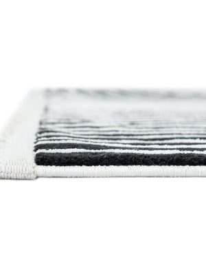 Black and White 2' 7 x 12' Milano Runner Area Rug 100% Polyester with Cotton Backing Modern Contemporary Carpet for Home Decor Interior Design for Sale at Rug Engine