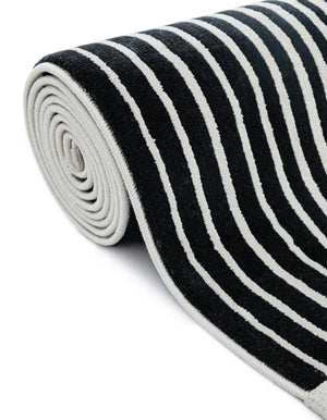 Black and White 2' 7 x 12' Milano Runner Area Rug 100% Polyester with Cotton Backing Modern Contemporary Carpet for Home Decor Interior Design for Sale at Rug Engine