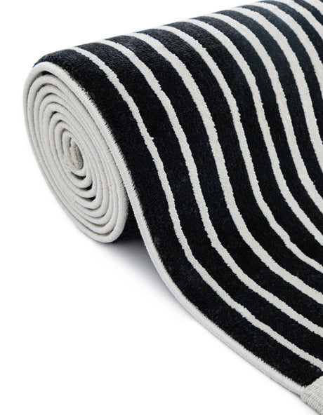 Black and White 2' x 6' 1 Milano Runner Area Rug 100% Polyester with Cotton Backing Modern Contemporary Carpet for Home Decor Interior Design for Sale at Rug Engine