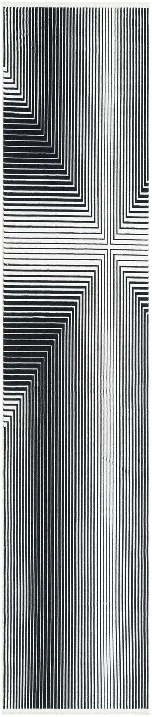 Black and White 2' 7 x 12' Milano Runner Area Rug 100% Polyester with Cotton Backing Modern Contemporary Carpet for Home Decor Interior Design for Sale at Rug Engine