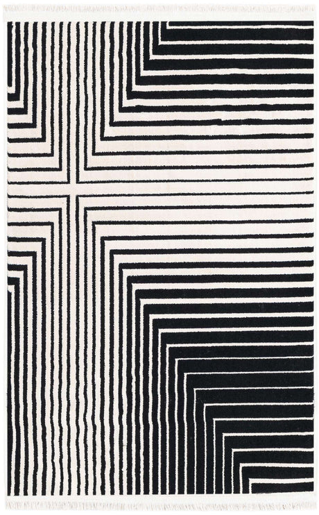 Black and White 2' x 3' 1 Milano Rectangle Area Rug 100% Polyester with Cotton Backing Modern Contemporary Carpet for Home Decor Interior Design for Sale at Rug Engine
